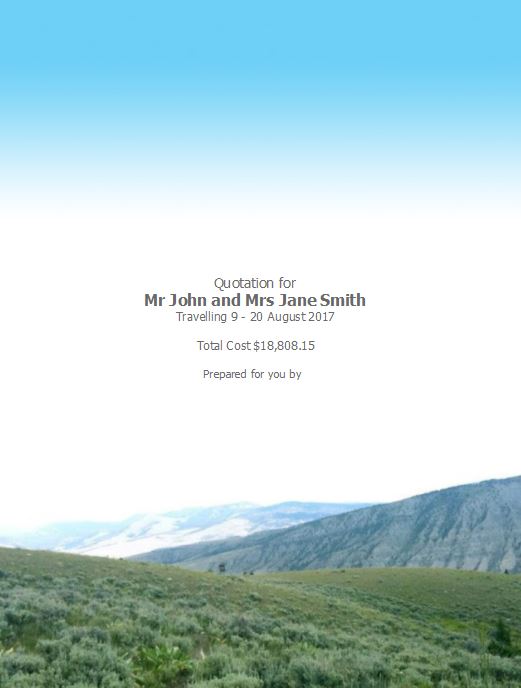 Itinerary Template 2 cover page