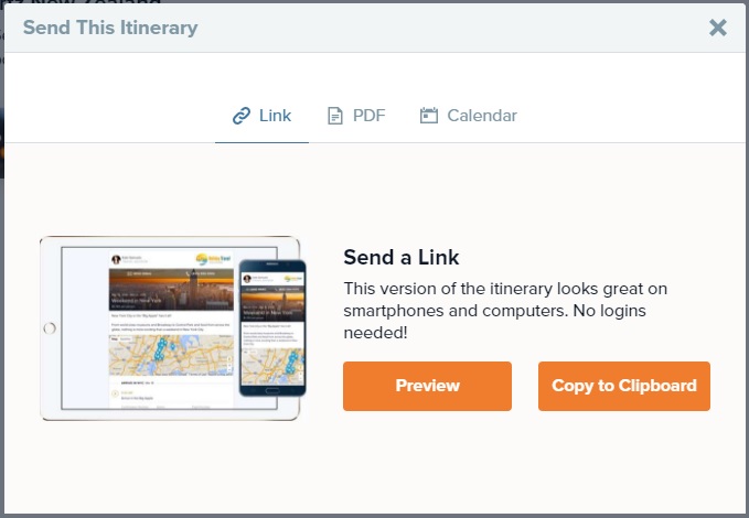 Send This Itinerary - Collaborator